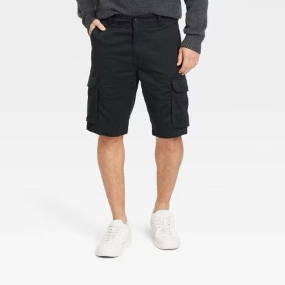 Goodfellow Black Cargo Shorts Utility 11” Cotton Blend 40 - Picture 1 of 7